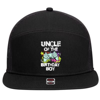 Uncle Of The Birthday Video Game Gamer Gift 7 Panel Mesh Trucker Snapback Hat