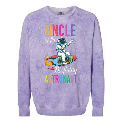 Uncle Of The Birthday Astronaut Space Bday Party Celebration Colorblast Crewneck Sweatshirt