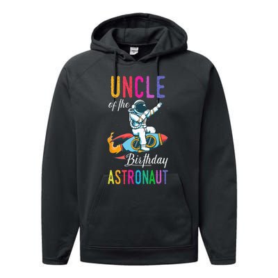 Uncle Of The Birthday Astronaut Space Bday Party Celebration Performance Fleece Hoodie