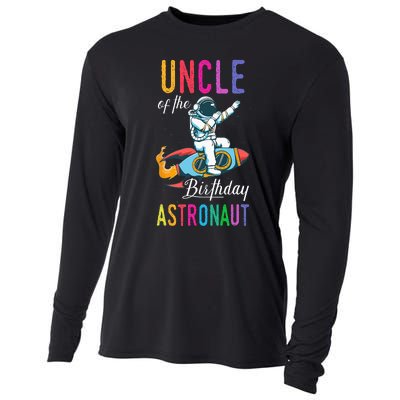 Uncle Of The Birthday Astronaut Space Bday Party Celebration Cooling Performance Long Sleeve Crew