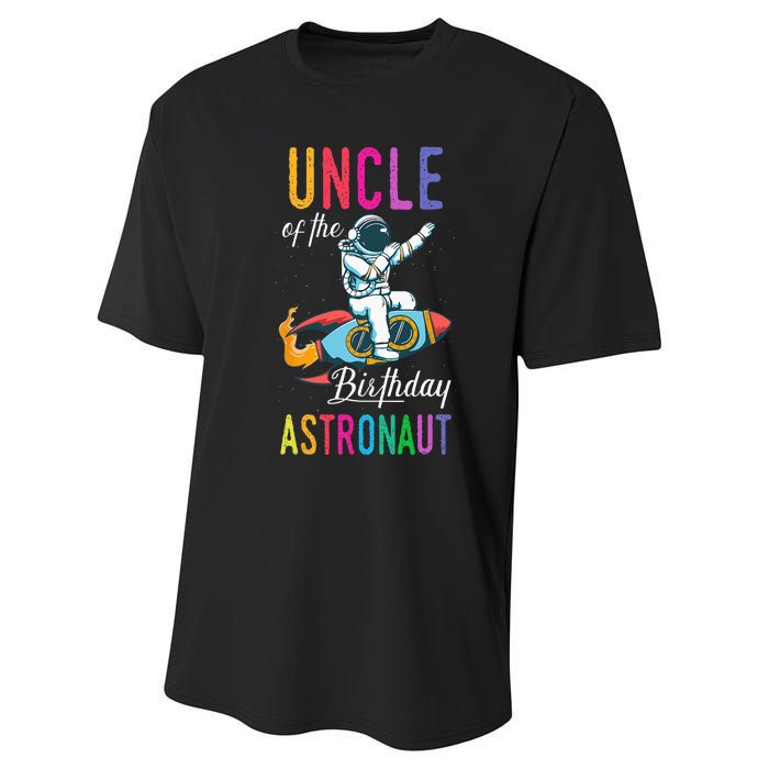 Uncle Of The Birthday Astronaut Space Bday Party Celebration Performance Sprint T-Shirt