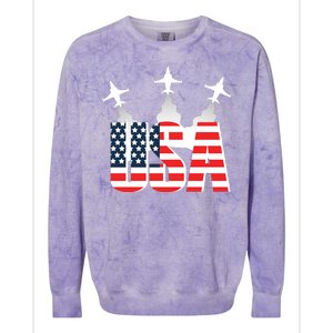 USA Pilot 4th Of July Patriotic Colorblast Crewneck Sweatshirt