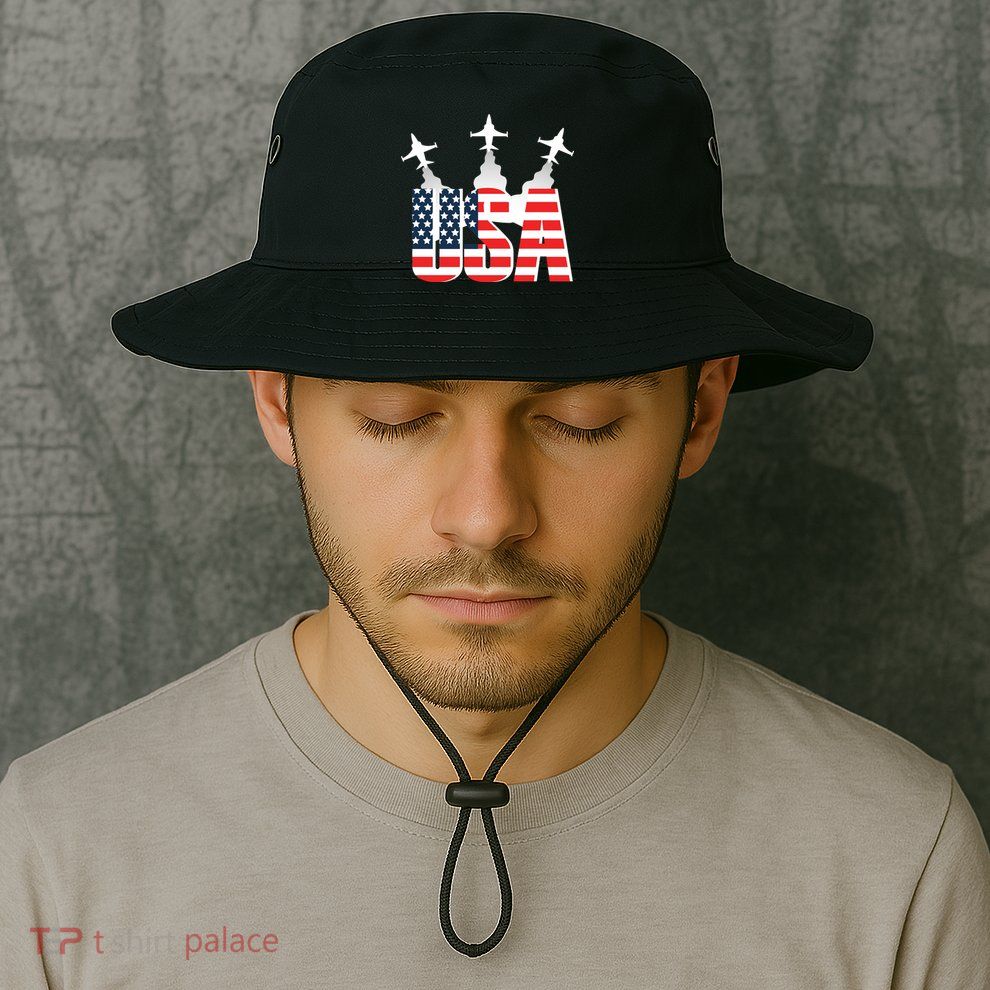 USA Pilot 4th Of July Patriotic Bucket Hat