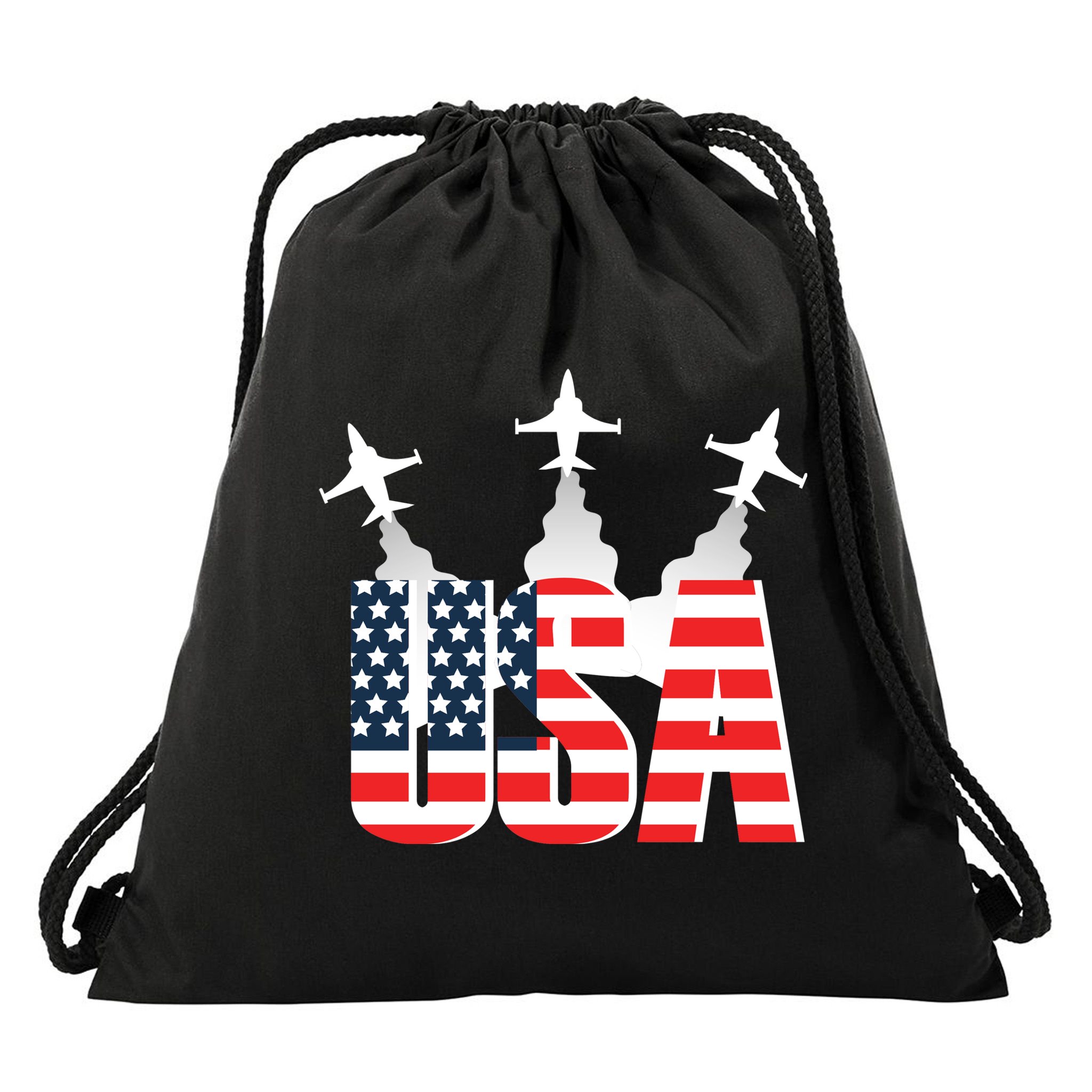 USA Pilot 4th Of July Patriotic Drawstring Bag