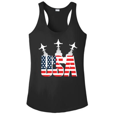 USA Pilot 4th Of July Patriotic Ladies PosiCharge Competitor Racerback Tank