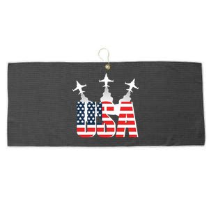 USA Pilot 4th Of July Patriotic Large Microfiber Waffle Golf Towel