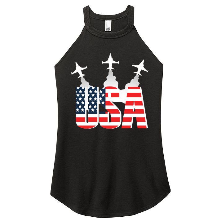 USA Pilot 4th Of July Patriotic Women's Perfect Tri Rocker Tank