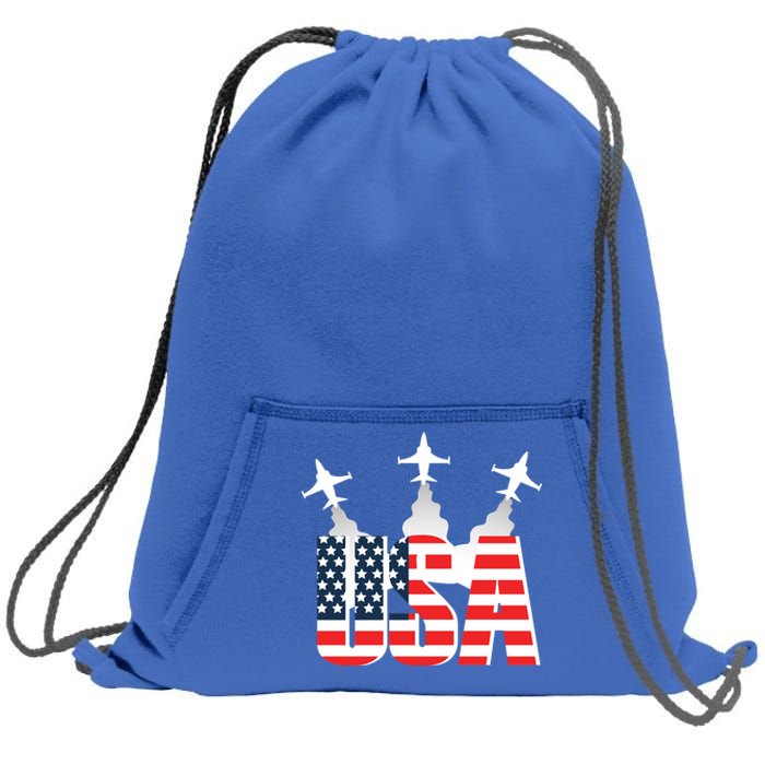 USA Pilot 4th Of July Patriotic Sweatshirt Cinch Pack Bag