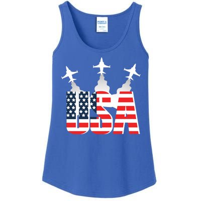 USA Pilot 4th Of July Patriotic Ladies Essential Tank