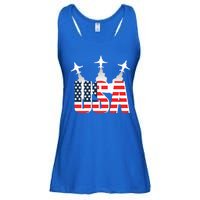 USA Pilot 4th Of July Patriotic Ladies Essential Flowy Tank