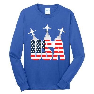 USA Pilot 4th Of July Patriotic Tall Long Sleeve T-Shirt