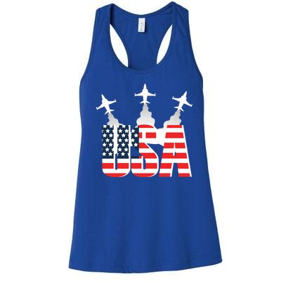 USA Pilot 4th Of July Patriotic Women's Racerback Tank