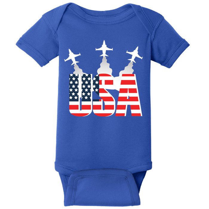 USA Pilot 4th Of July Patriotic Baby Bodysuit