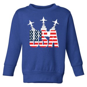 USA Pilot 4th Of July Patriotic Toddler Sweatshirt