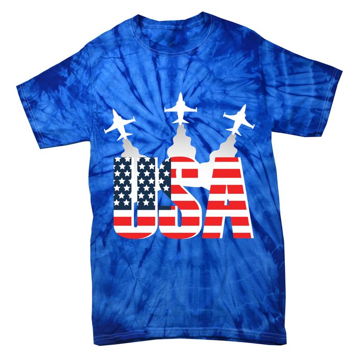 USA Pilot 4th Of July Patriotic Tie-Dye T-Shirt