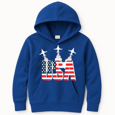 USA Pilot 4th Of July Patriotic Kids Hoodie