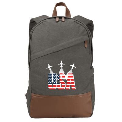 USA Pilot 4th Of July Patriotic Cotton Canvas Backpack