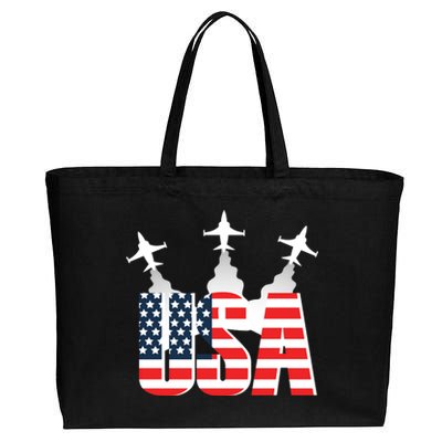 USA Pilot 4th Of July Patriotic Cotton Canvas Jumbo Tote