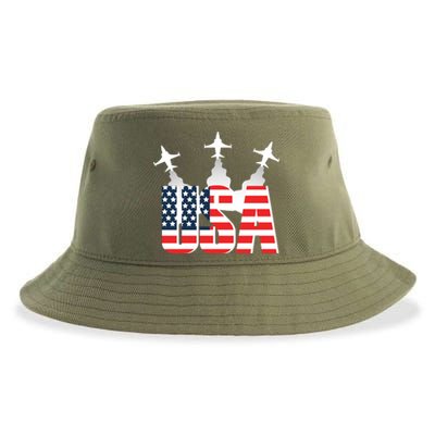 USA Pilot 4th Of July Patriotic Sustainable Bucket Hat