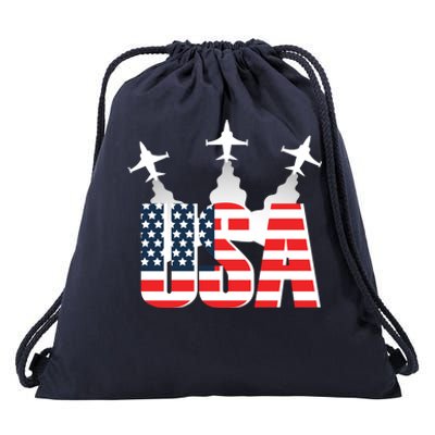 USA Pilot 4th Of July Patriotic Drawstring Bag