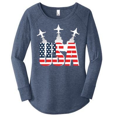 USA Pilot 4th Of July Patriotic Women's Perfect Tri Tunic Long Sleeve Shirt