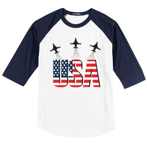 USA Pilot 4th Of July Patriotic Baseball Sleeve Shirt