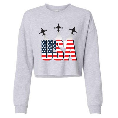 USA Pilot 4th Of July Patriotic Cropped Pullover Crew