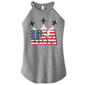 USA Pilot 4th Of July Patriotic Women's Perfect Tri Rocker Tank