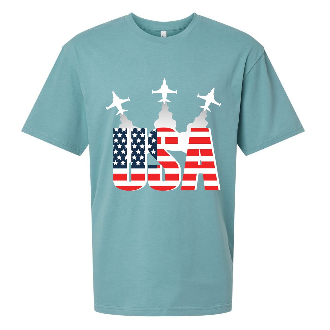 USA Pilot 4th Of July Patriotic Sueded Cloud Jersey T-Shirt