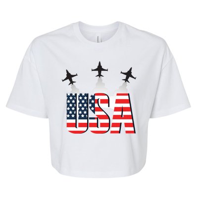 USA Pilot 4th Of July Patriotic Bella+Canvas Jersey Crop Tee