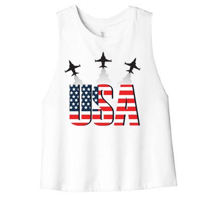 USA Pilot 4th Of July Patriotic Women's Racerback Cropped Tank