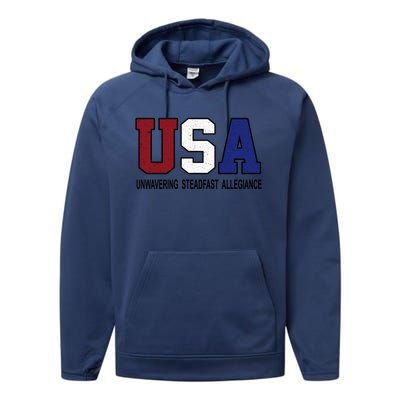 Usa Patriotic 4th Of July American Trump Conservative Funny Gift Performance Fleece Hoodie