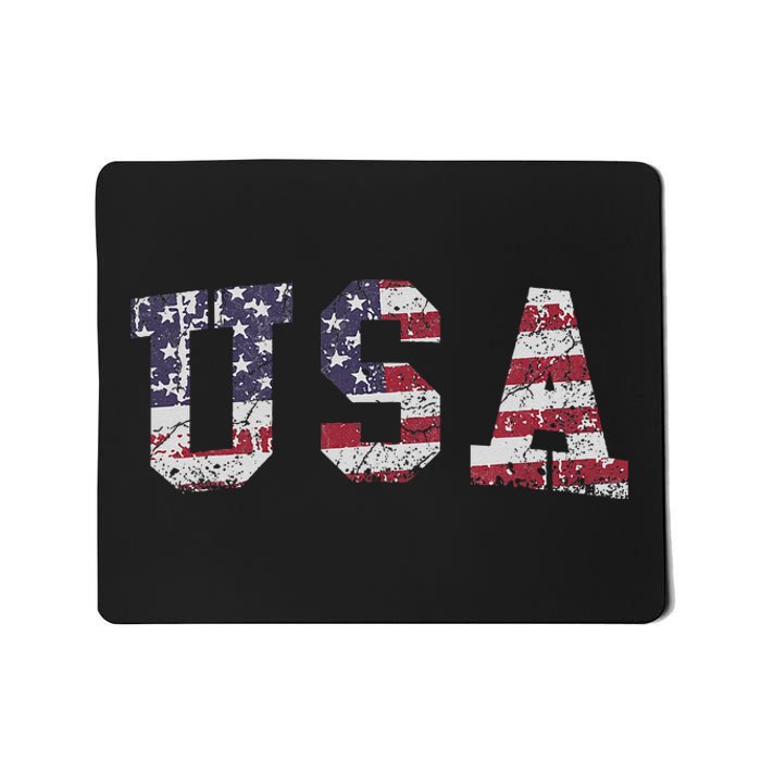 USA Patriotic 4th Of July American Flag Vintage Mousepad