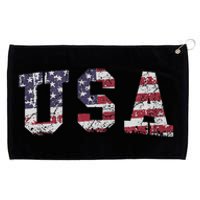 USA Patriotic 4th Of July American Flag Vintage Grommeted Golf Towel