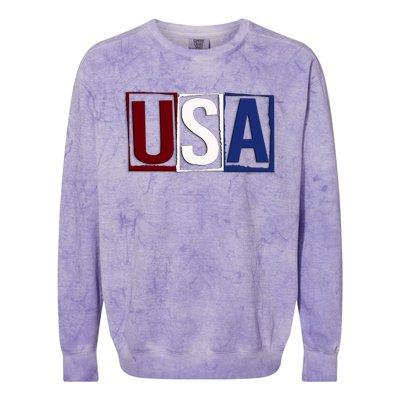 USA Patriotic 4th Of July Colorblast Crewneck Sweatshirt