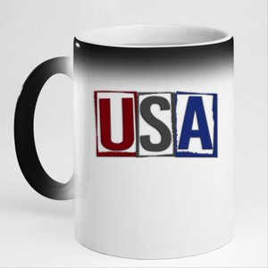 USA Patriotic 4th Of July 11oz Black Color Changing Mug