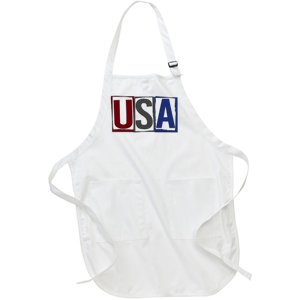 USA Patriotic 4th Of July Full-Length Apron With Pockets