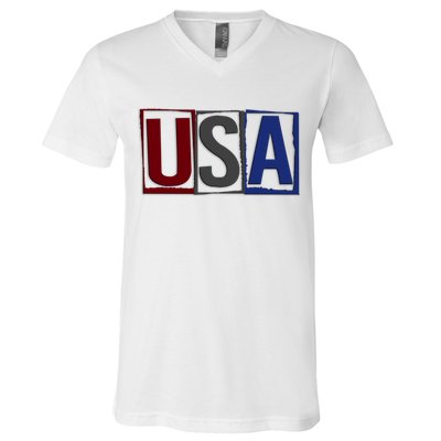 USA Patriotic 4th Of July V-Neck T-Shirt