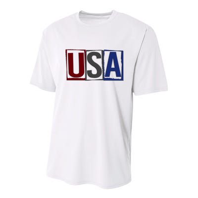 USA Patriotic 4th Of July Youth Performance Sprint T-Shirt