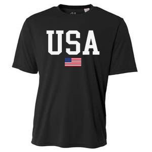 Usa Patriotic American Flag For Us Cooling Performance Crew T-Shirt