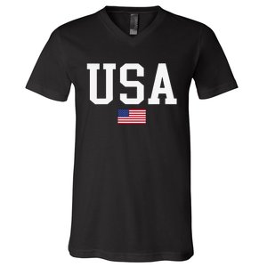 Usa Patriotic American Flag For Us V-Neck T-Shirt