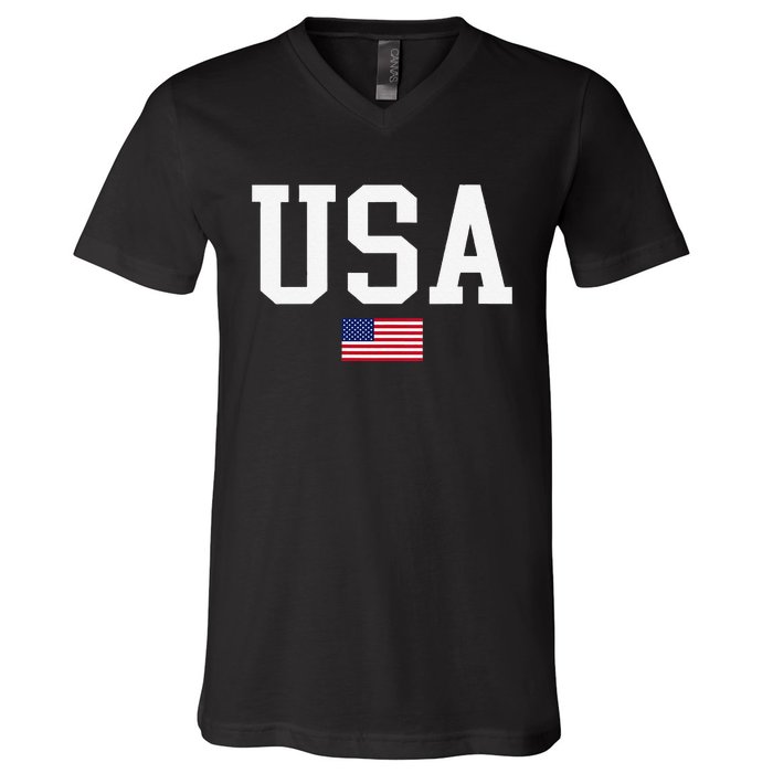 Usa Patriotic American Flag For Us V-Neck T-Shirt