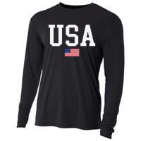 Usa Patriotic American Flag For Us Cooling Performance Long Sleeve Crew