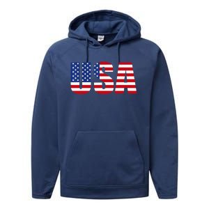 Usa Patriotic American Flag Performance Fleece Hoodie