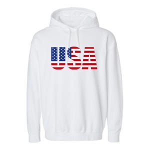 Usa Patriotic American Flag Garment-Dyed Fleece Hoodie