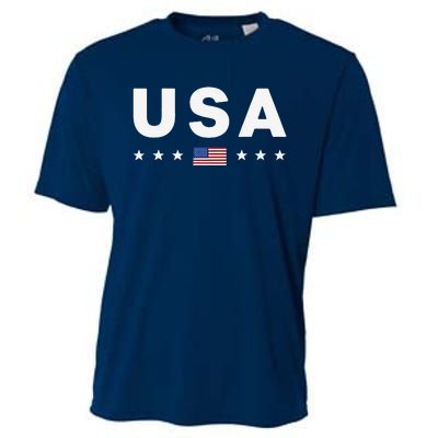 Usa Patriotic American Flag July 4th Cooling Performance Crew T-Shirt