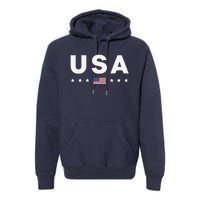 Usa Patriotic American Flag July 4th Premium Hoodie