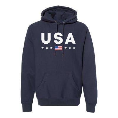 Usa Patriotic American Flag July 4th Premium Hoodie