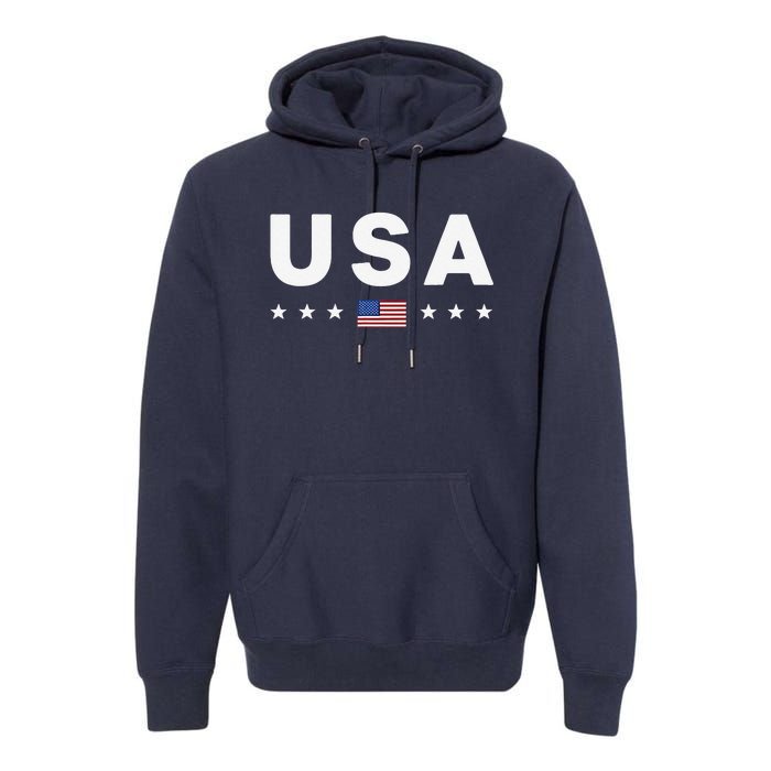 Usa Patriotic American Flag July 4th Premium Hoodie