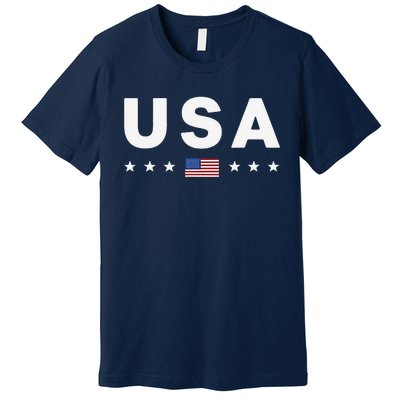 Usa Patriotic American Flag July 4th Premium T-Shirt